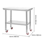 Stainless Steel Table, 24 x 35.4 Inches Food Prep Worktable with Wheels, Kitchen Prep Table with Adjustable Undershelf Workstations for Commercial Kitchen, Restaurant, Hotel and Garage, Outdoor - Eloy Royal
