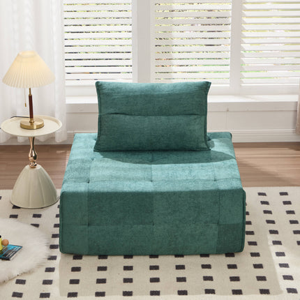 Deep Seat Modular Sectional Sofa with Adjustable Backrest – 39.37' Chenille Compressed Couch for Living Room, Bedroom, Lounge (1 Piece) ,Green.