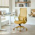 Ergonomic Colorful Office Chair 350LBS Home Office Mesh Breathable High Back, With Adjustable Lumbar Support Computer Chair, Integrated Molded Foam Seat Cushion, Fireproof (Yellow)