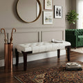 Linon Tufted Bench, Faux Leather, White