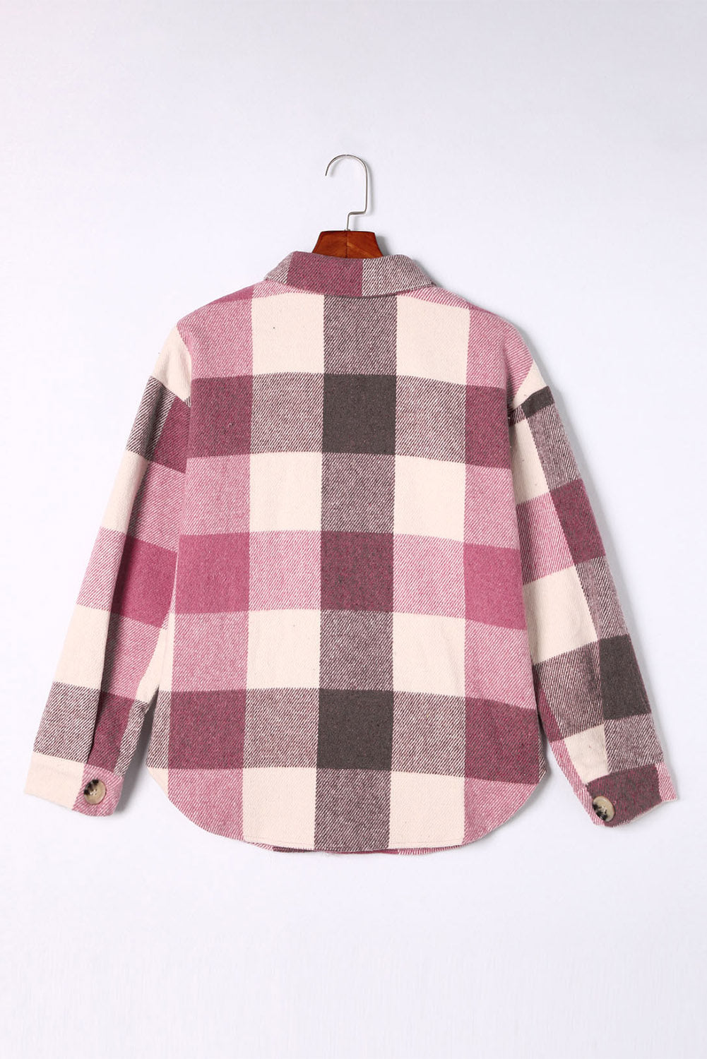 Grey Plaid Color Block Pockets Buttoned Shacket - Eloy Royal