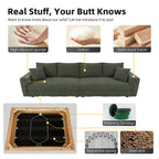 102.4 'Plush Corduroy 4-Seat Sofa,Modern Comfy Upholstered Sofa Cloud Couch,Deep Seat Couches with Soft Pillows and 2 Ottomans,Convertible Sofa Lounge Chair, Green - Eloy Royal