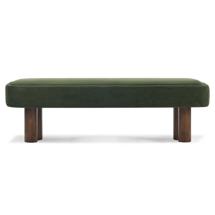 Indoor Green Fabric Dining Bench with Walnut Color Legs, 60.04'L Upholstered Seating for Kitchen, Dining Room and Living Space,250lbs Capacity