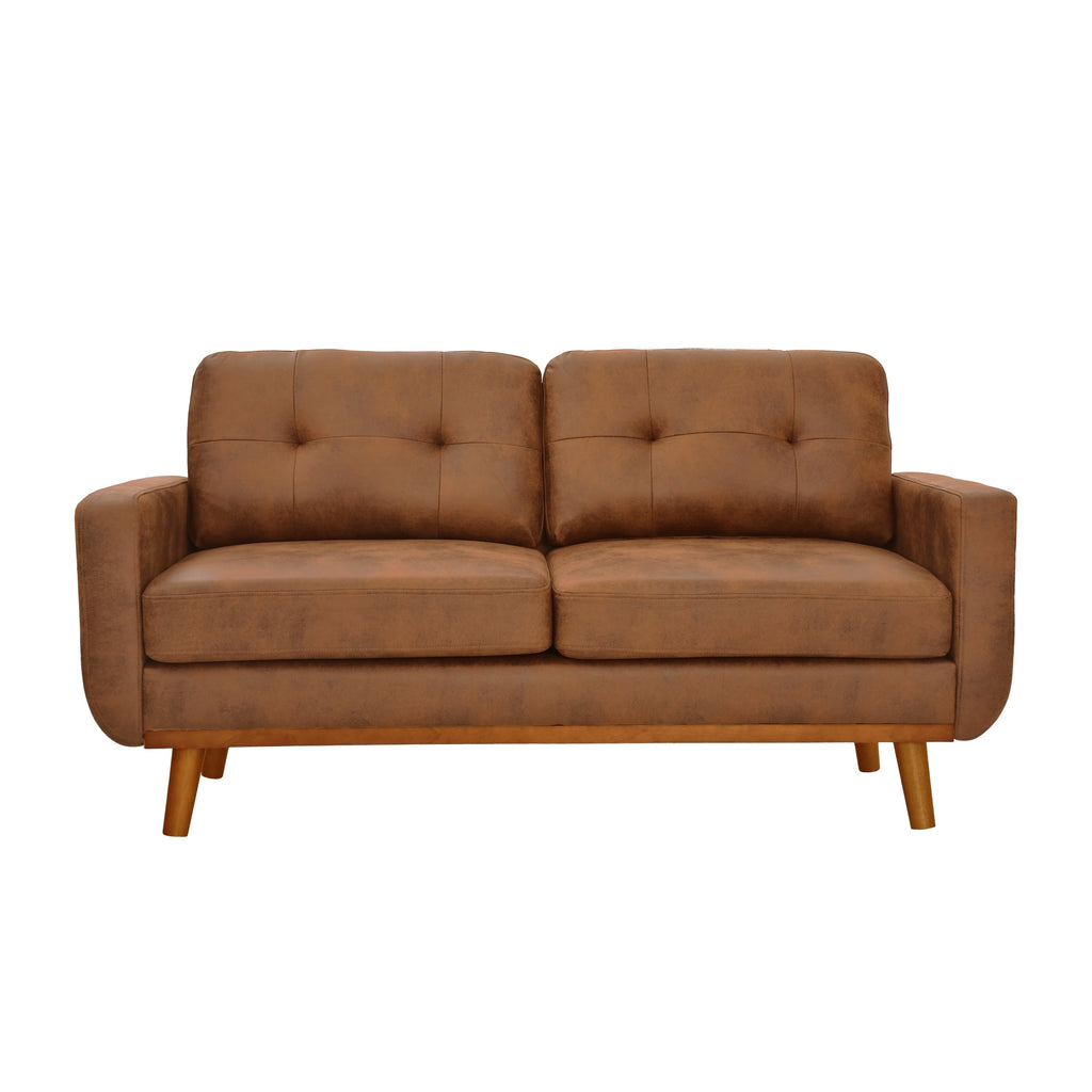 65-inch t Two-Seater Sofa in with Breathable Foil Fabric and Solid Wood Legs