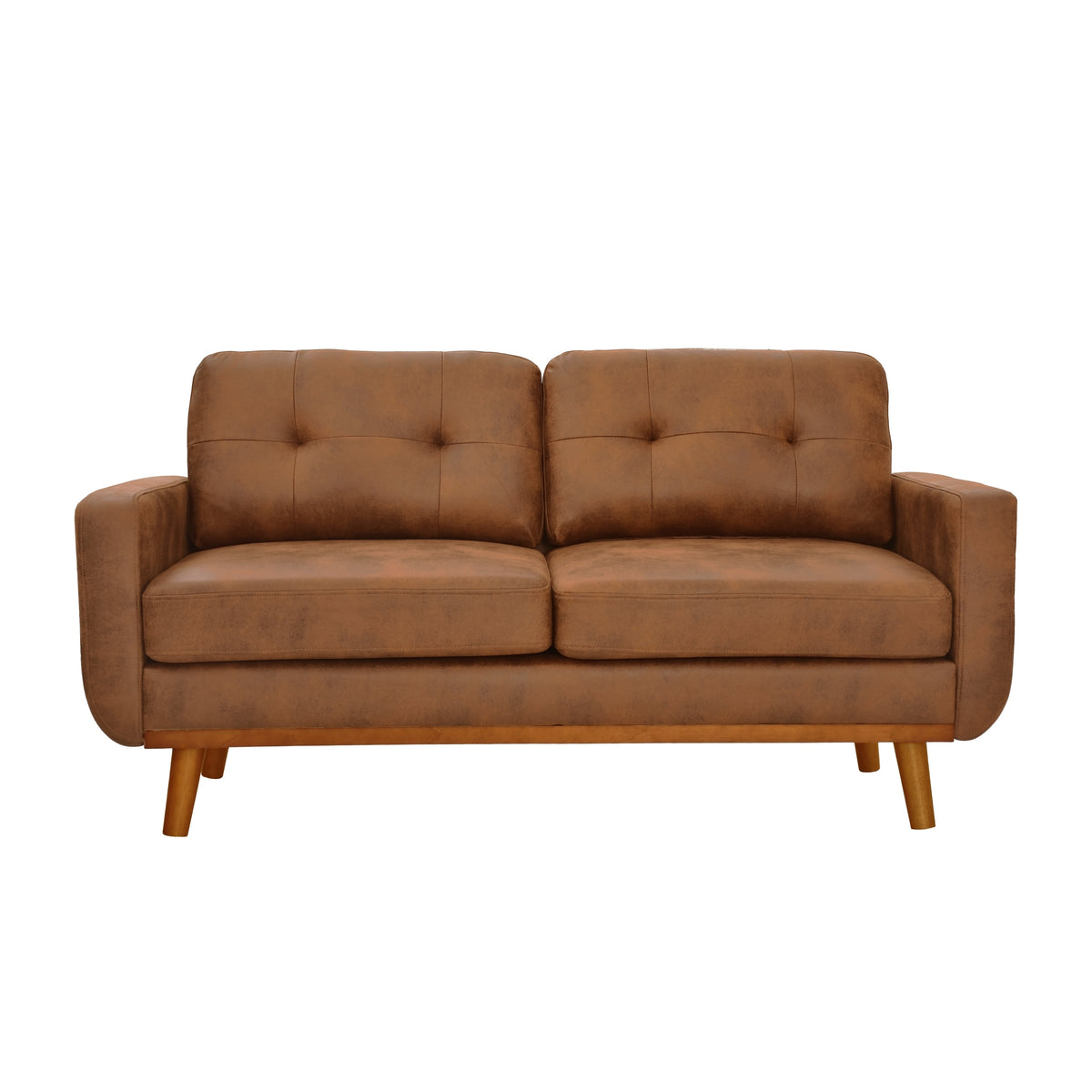65-inch t Two-Seater Sofa in with Breathable Foil Fabric and Solid Wood Legs