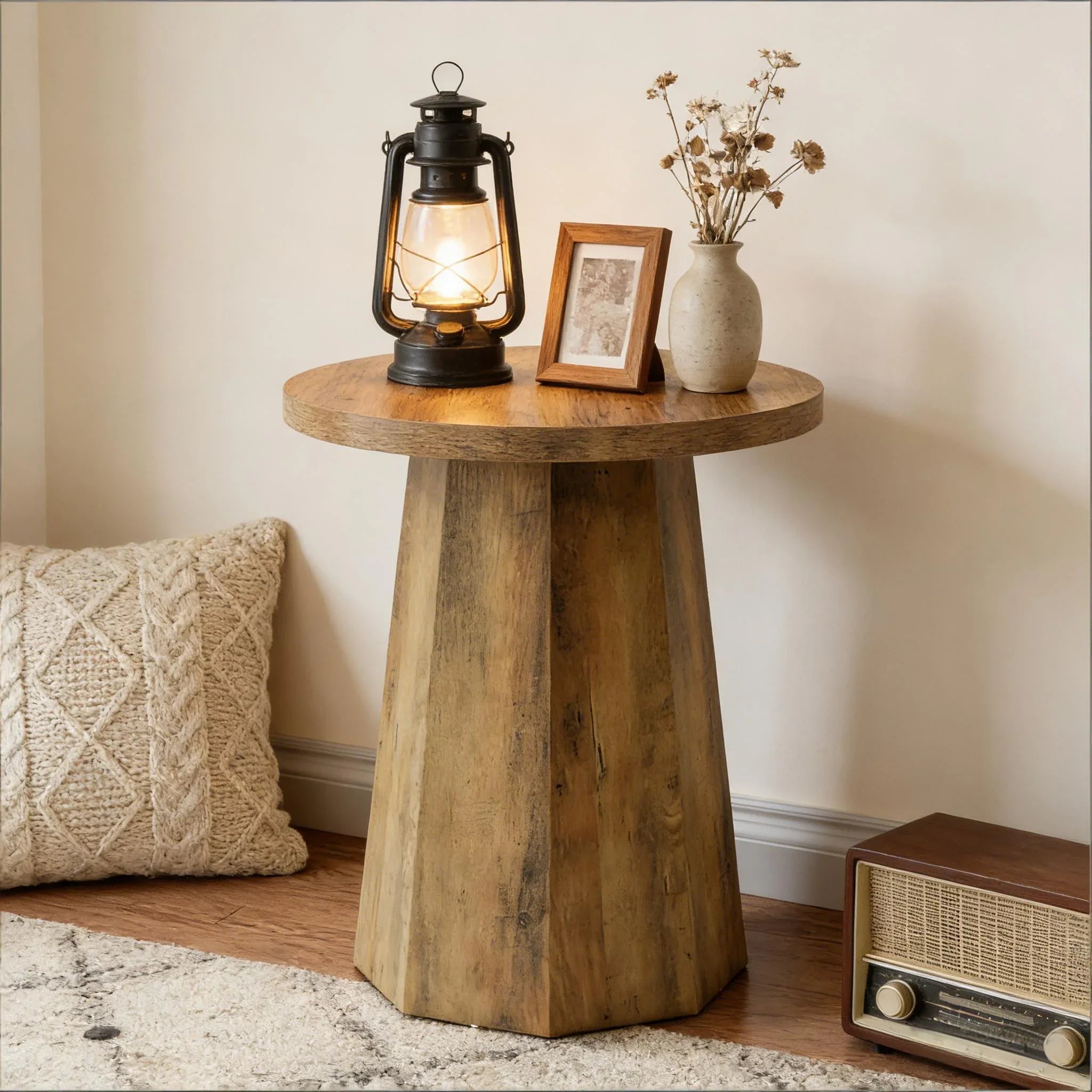 Wooden Coffee Table,Small End Table,Side Table,Round Reading Table - Eloy Royal