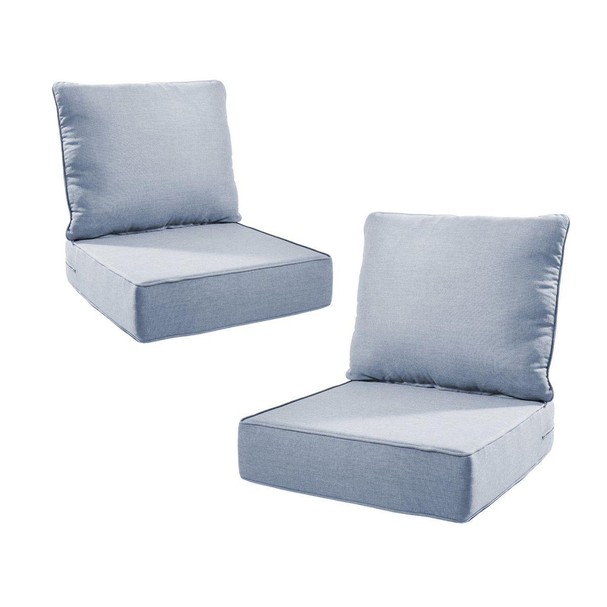 6' Thicker Outdoor Chair Cushion 2 Sets-24'x22'x6' Waterproof Patio Furniture Cushions with Removable Cover 28D High Density Sponge Filling Thicken Outdoor Patio Cushions-Baby Blue