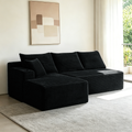 96' Cloud Sectional Couch with L-Shape Chaise,Modern Modular Sofa with Deep Seat, Upholstered Couches for Living Room Bedroom,No Assembly Required and Cup holde, (Plush Fabric),Black