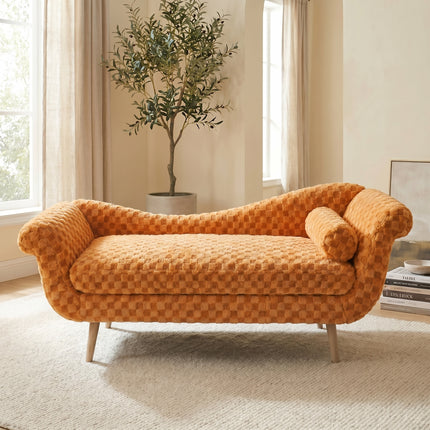 Classic diamond pattern fabric paired with elegant scroll arms, delivering great comfort and timeless style.