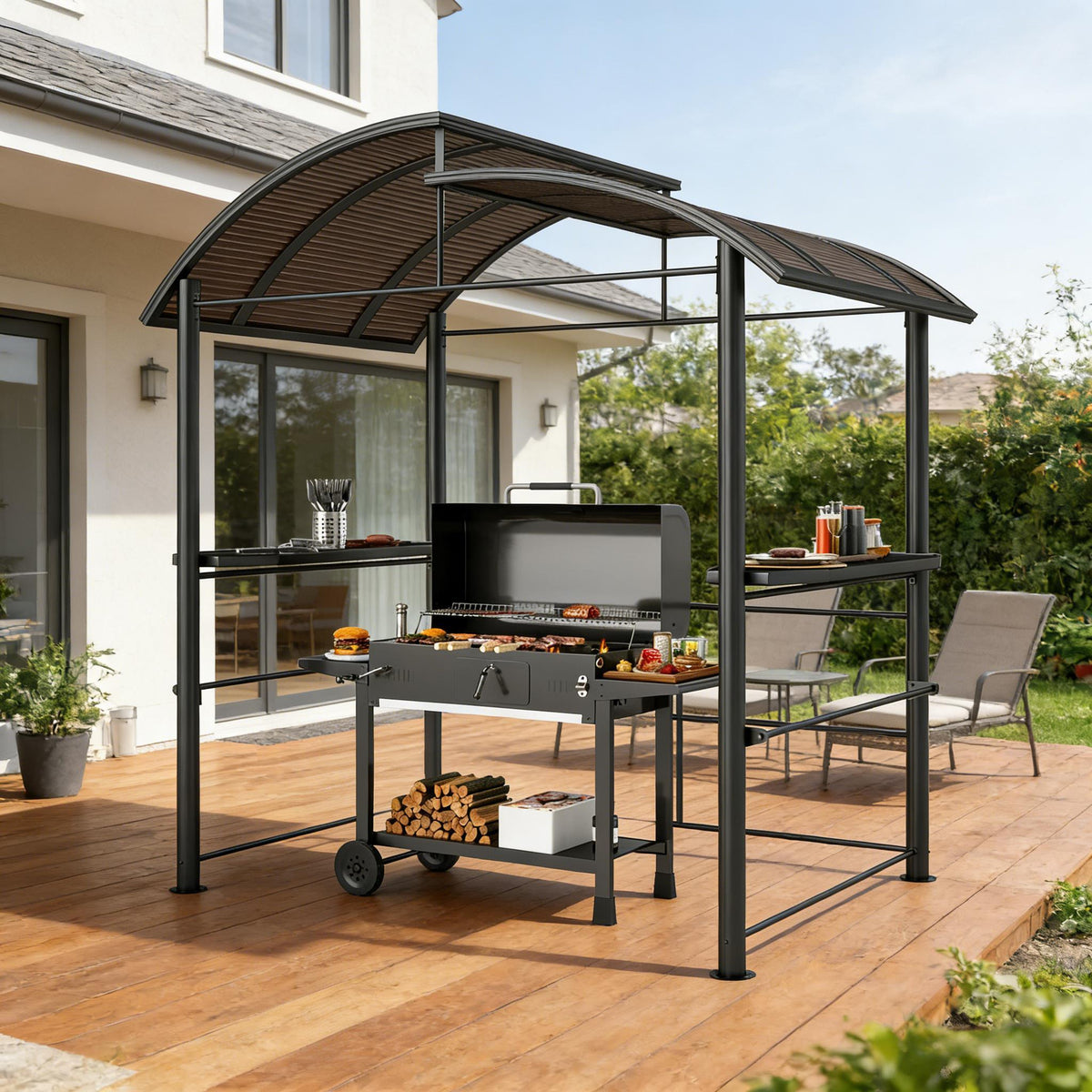 Outdoor Pergola Canopy,Pool BBQ Cooking Pergola Canopy,Outdoor Grill Gazebo Canopy Shelter
