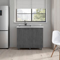Gold Utility Sink Cabinet with 2 Doors and 3 Shelves, SMOKY OAK