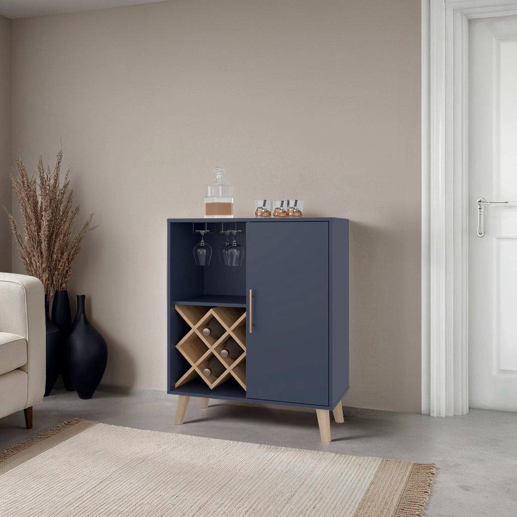 Angela Bar Cabinet with Wine Rack, and Multifunctional Compartments