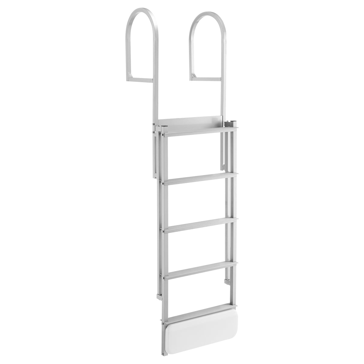 Retractable Dock Ladder, 5 Steps, Aluminum Alloy Pontoon Boat Swim Ladder with Auto-Lift Float, Non-Slip Wide Steps, 500 lbs Weight Capacity, Adjustable Height, for Lake Pool Marine Boarding