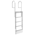 Retractable Dock Ladder, 5 Steps, Aluminum Alloy Pontoon Boat Swim Ladder with Auto-Lift Float, Non-Slip Wide Steps, 500 lbs Weight Capacity, Adjustable Height, for Lake Pool Marine Boarding