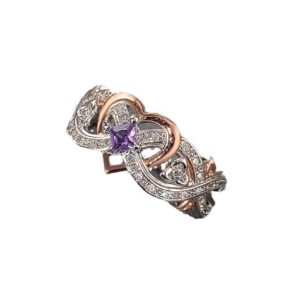 Women's Simple Heart-shaped Zircon Ring