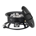 Propane Fire Pit, 19-Inch Diameter Outdoor Portable Gas Fire Pit with Cover & Lava Rocks, Adjustable Flame Height Camping Firepit for Heating, Lighting, Gathering, 58,000 BTU, Black