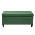 Green Storage Ottoman with Flip-Top Lid, Boucle Fabric & Rubber Wood Legs, 39L x 19.25W x 16.5H