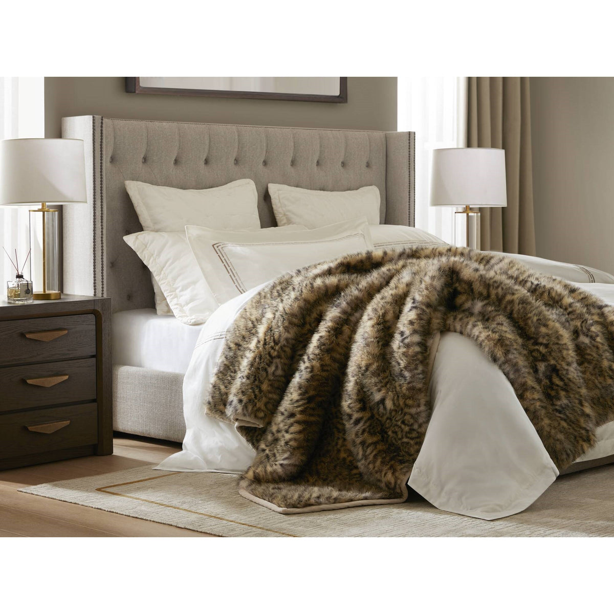 1-Piece 60x80' Faux Fur Throw Blanket,Leopard