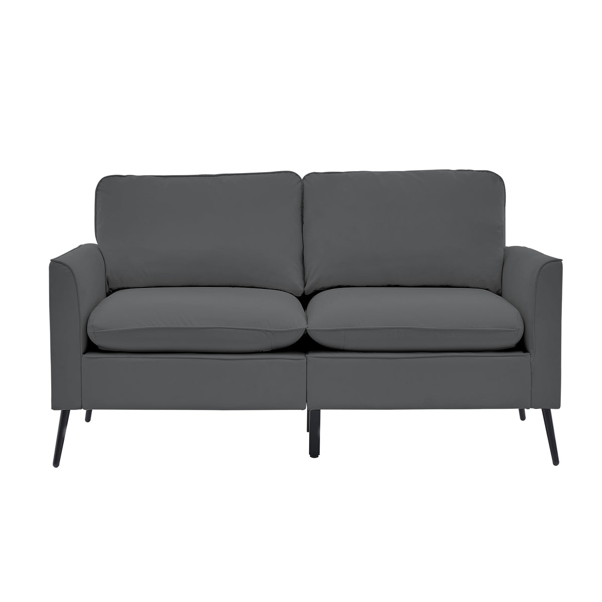 TS Nordic Retro Light Luxury Leather Upholstered Sofa Loveseat, Gray, 55.91L x 31.90W x 26.80H inches