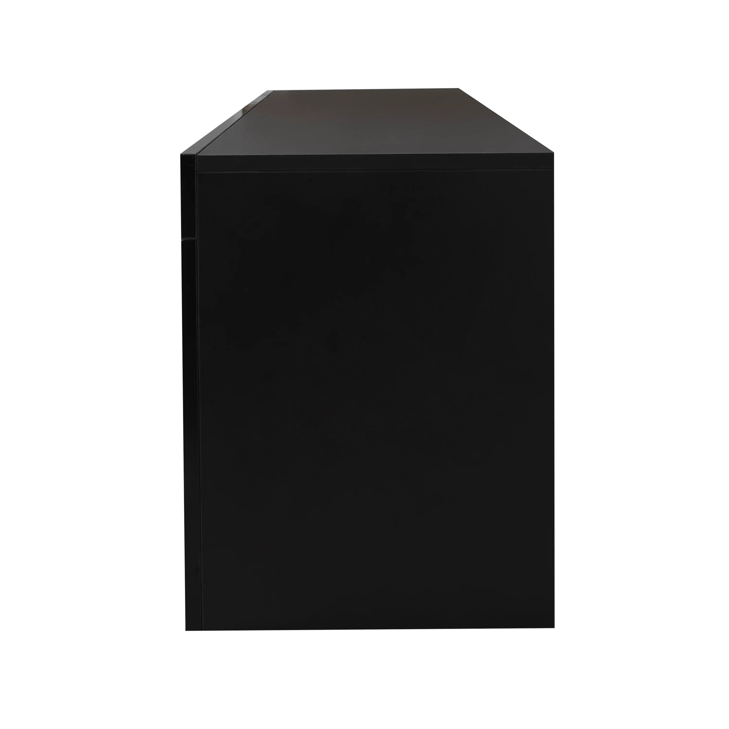 Black TV Stand with LED RGB Lights,Flat Screen TV Cabinet, Gaming Consoles - in Lounge Room, Living Room and Bedroom(Black) - Eloy Royal