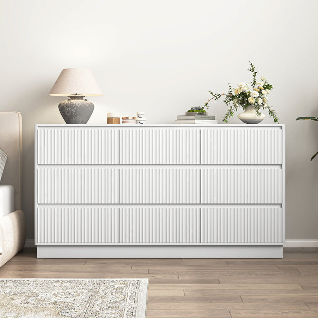 Wood Dresser with Modern Long TV Stand