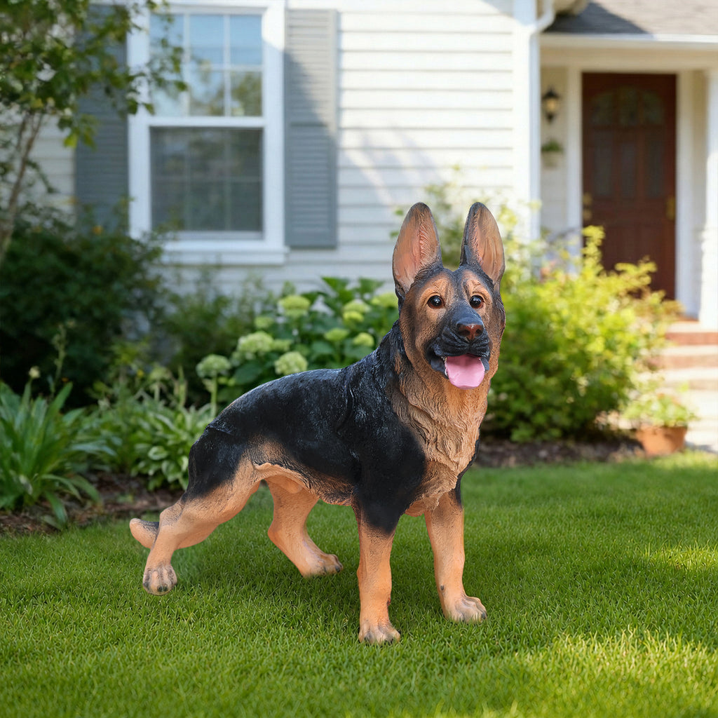 Outdoor German shepherd Dog Statue Greeter Garden Decor – Cute Puppy Sculpture for Yard Porch New Year Gift