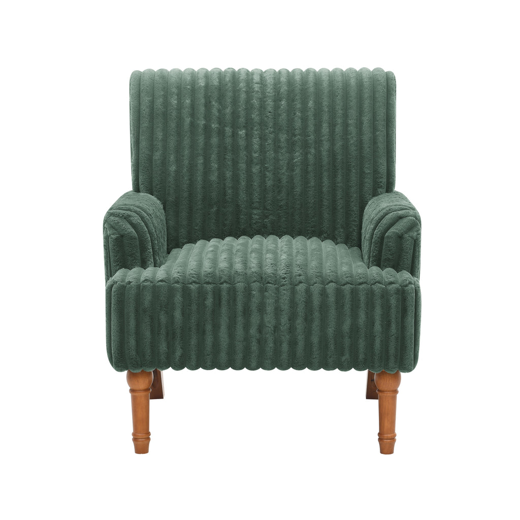 Modern Accent Chair with 3.5cmW Wide Wale Corduroy, 9' Solid Wood Legs, Comfortable Upholstered Armchair in Pink for Living Room