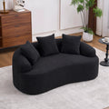 Old Sku: W2231P329643 Curved Modern Boneless Sofa Loveseat, Chenille Fabric, 2-Seater Black Chenille, No Assembly, Small Sofa for Small Spaces & Apartments, Living Room, Office, 65' L, 300 Lbs