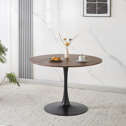 42.1' walnut Color Top Tulip Table, Mid-century Dining Table for 4-6 People - Round MDF Table Top (the tabletop consists of two panels), Pedestal Dining Table, End Table & Leisure Coffee Table