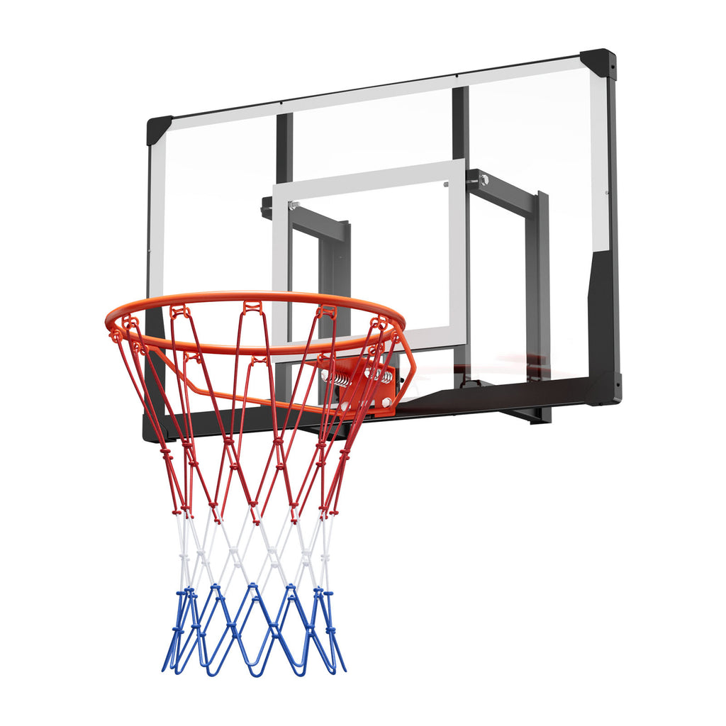 Wall Mount Basketball Hoop, 44-inch PC Backboard Mounted Basketball Hoop Outdoor with Solid Steel, 0.08 inch Thickened Backboard, Thickened Woven Nylon Basketballs Net, Indoor & Outdoor Use