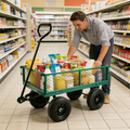 (Green solid wheels wagon cart) Solid wheels Tools cart Wagon Cart Garden cart trucks  make it easier to transport firewood