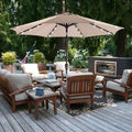 9Ft Patio Umbrella with 32 LED Solar Lights(Light Tan)
