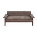 Modern Brown Chenille Sofa with Pillow Top Arms & Rubberwood Legs, 69.9'' Single Cushion Couch for Living Room and Home Lounge