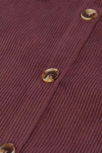 Plum Button Up Patch Pocket Corduroy Shacket - Eloy Royal