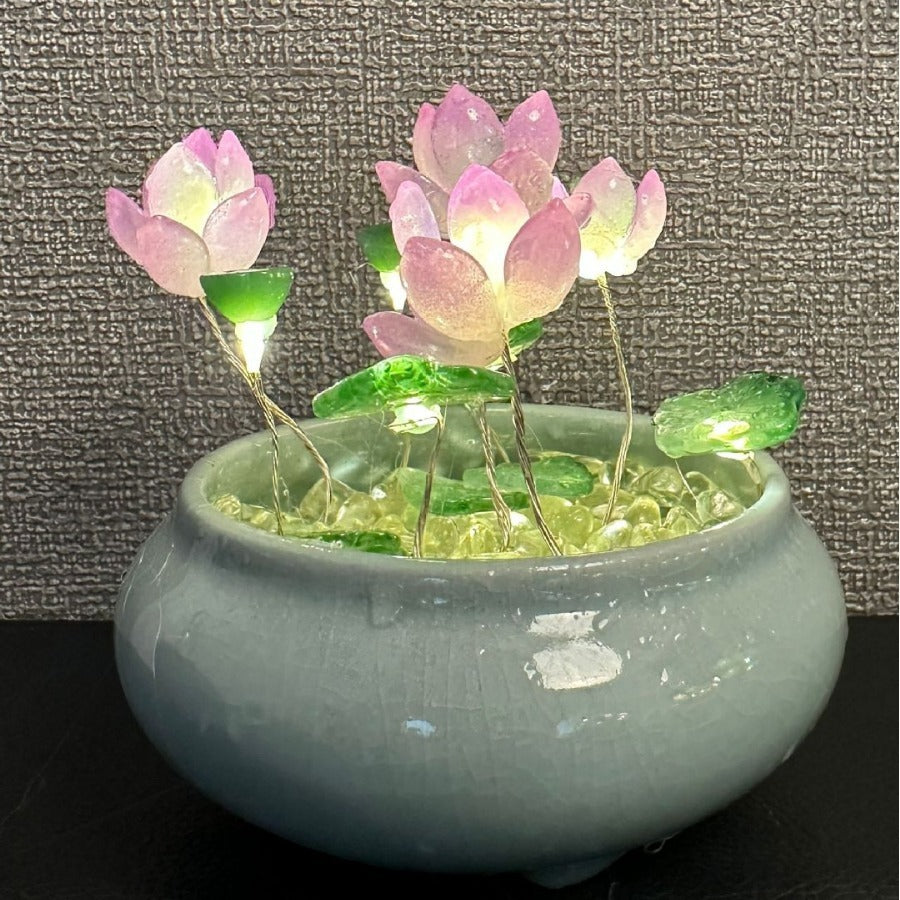 Glass Lotus Small Night Lamp Diy Lotus Ornaments - Eloy Royal