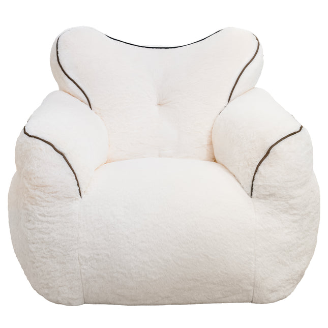 Bean Bag Chair, Faux Fur Beanbag Chair for Adults,Comfy  Sofa with  heart-shaped Back Support, Large Reading Chair for Living Room, Bedroom, Apartment (White)