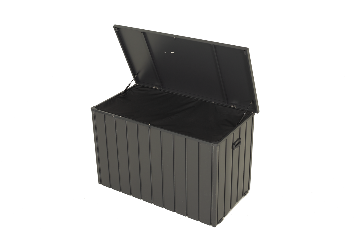 Outdoor Storage Box, 200 Gallon Metal Deck Box Built-in a Oxford Fabric Storage Bag, Lockable & Waterproof Outside Patio Storage Box - Gray