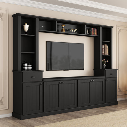 Ample Storage Space TV Stand with Adjustable Shelves with Modernist Large Media