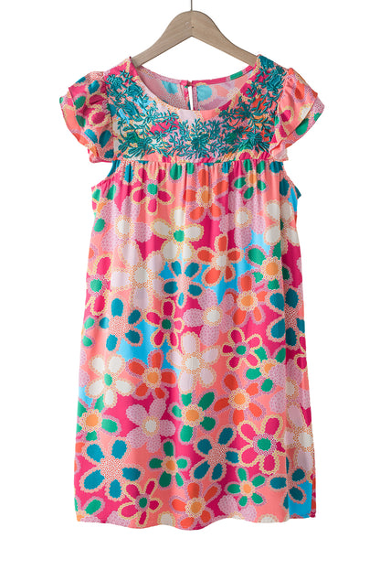 Multicolor Ruffle Short Sleeve Floral Babydoll Dress - Eloy Royal