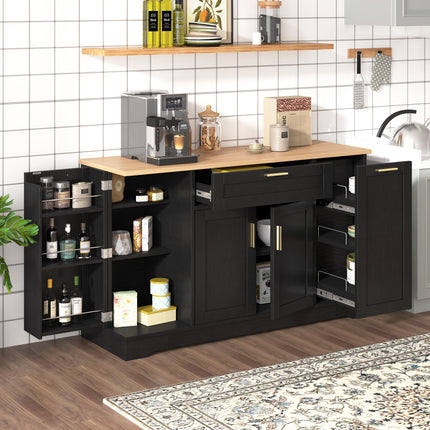 TREXM Multi-Functional Storage Sideboard with Extendable Dining Table