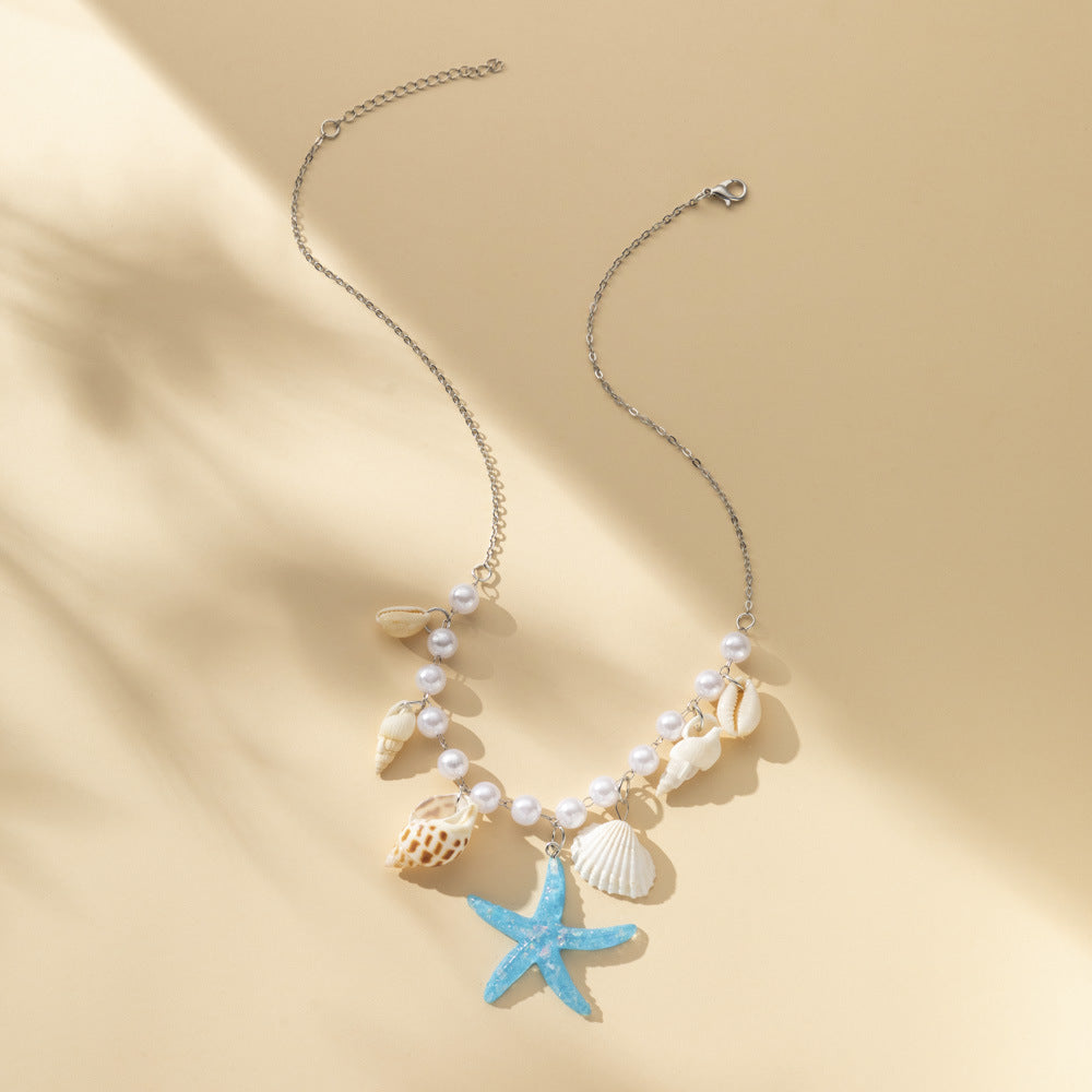 Pearl Conch Starfish Necklace Fashion Shell Clavicle Chain