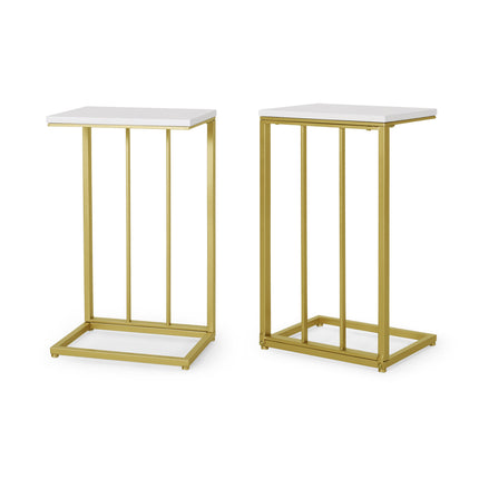 Modern Glam C-Shape End Table Set of 2