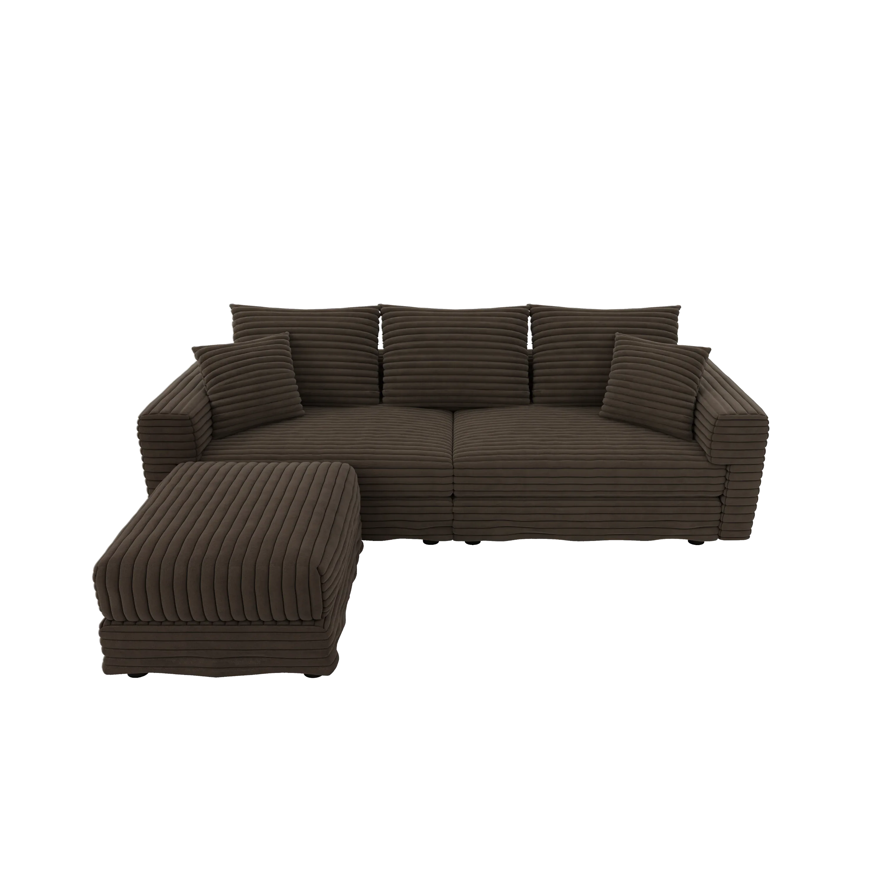 82.7 'Plush Corduroy 3-Seat Sofa,Modern Comfy Upholstered Sofa Cloud Couch,Deep Seat Couches with Soft Pillows and 1 Ottomans,Convertible Sofa Lounge Chair,Camel - Eloy Royal