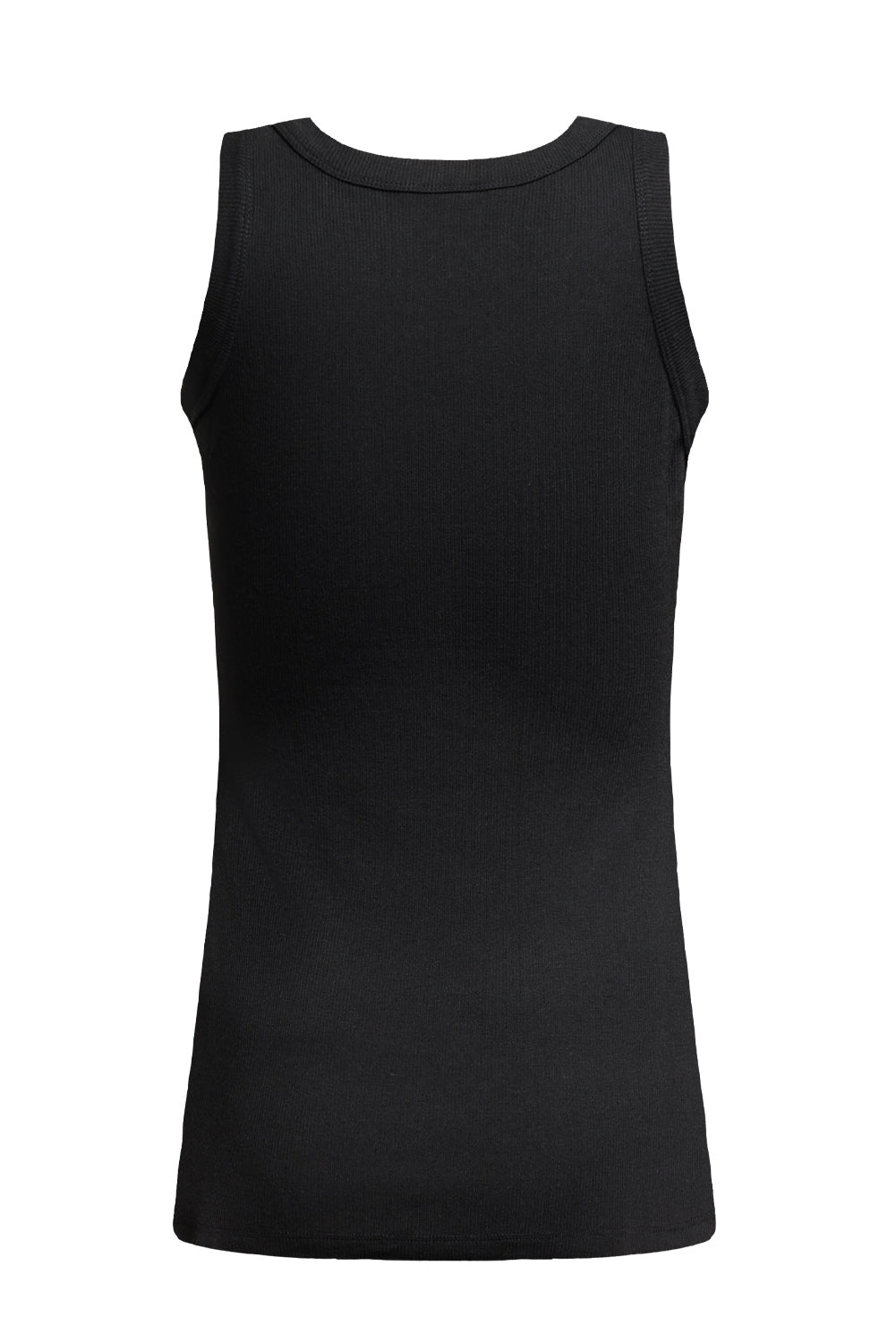 Solid Black Round Neck Ribbed Tank Top - Eloy Royal