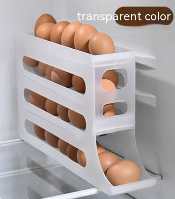 Refrigerator 4-Layer Automatic Egg Roller Sliding Egg Tray Refrigerator Side Door Large Capacity Holder Egg Storage Box Kitchen Gadgets - Eloy Royal