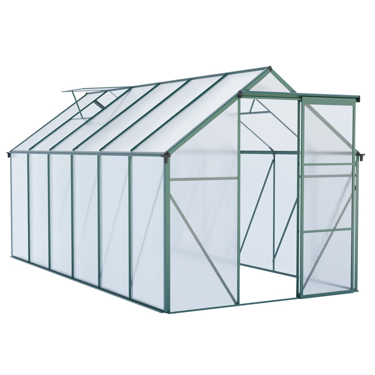 Heavy Duty Polycarbonate Walk-in Greenhouse with Raised Base and Anchor for Outdoor Use in All Seasons