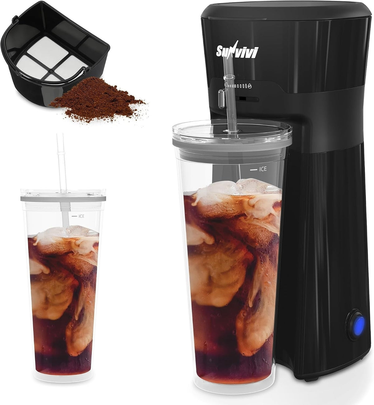 20Oz Iced Tea Coffee Maker with Reusable Filter - Small,Hot Brew