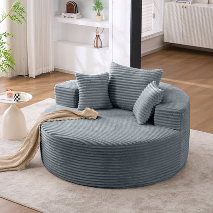 Accent Chair, 55' Round Single Sofa, Fluffy Modern Sleeper Chair for Living room, Bedroom, Lounge and Projection Room, No Assembly Needed