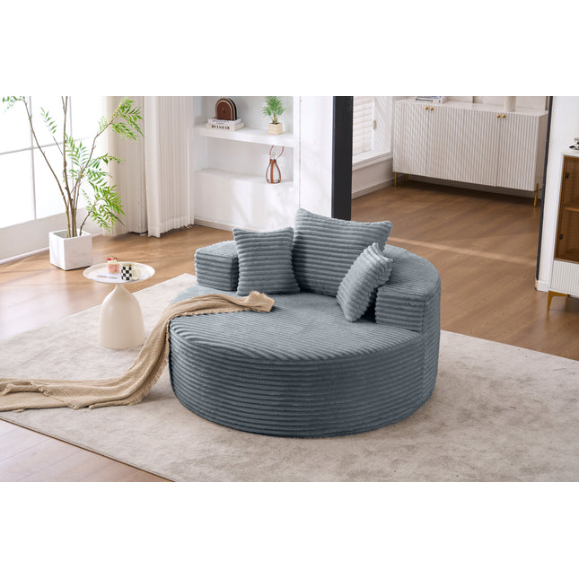 Accent Chair, 55' Round Single Sofa, Fluffy Modern Sleeper Chair for Living room, Bedroom, Lounge and Projection Room, No Assembly Needed