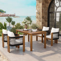 U_STYLE Luxury 5-Piece Outdoor Patio Dining Set for 4, Solid Acacia Wood Dinning Set with Rope Woven Chairs,Farmhouse Dining Furniture Set for Garden, Backyard, Poolside